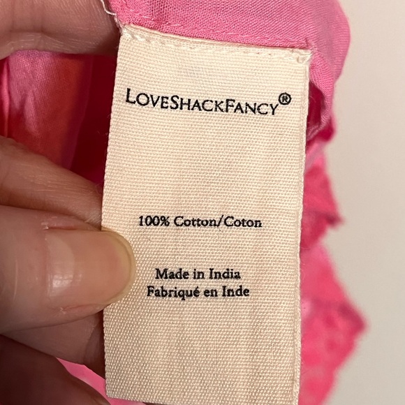 LOVESHACKFANCY Corelli Ruffle Tier Hot Pink Cherry Cottage Dress Size Medium - Picture 8 of 9
